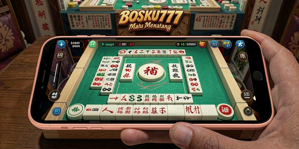 Tampilan menarik dari gameplay Mahjong di BOSKU777.