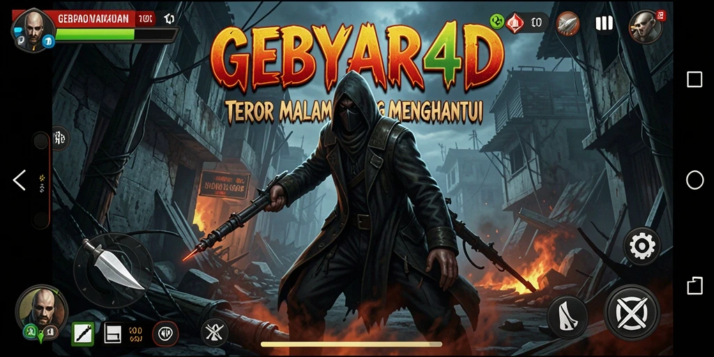 Screenshot gameplay GEBYAR4D dengan atmosfer horror yang mencekam.
