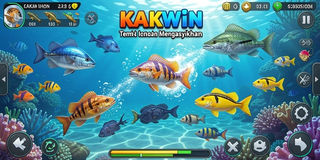 Tampilan menarik dari gameplay KAKWIN saat menembak ikan.