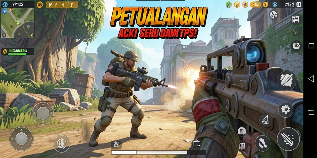 Tampilan gameplay menegangkan dalam PP123 dengan aksi seru.