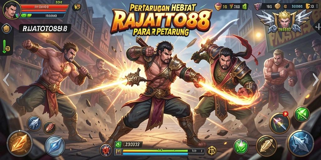 Tampilan gameplay seru dalam RAJATOTO88 dengan pertarungan intens.