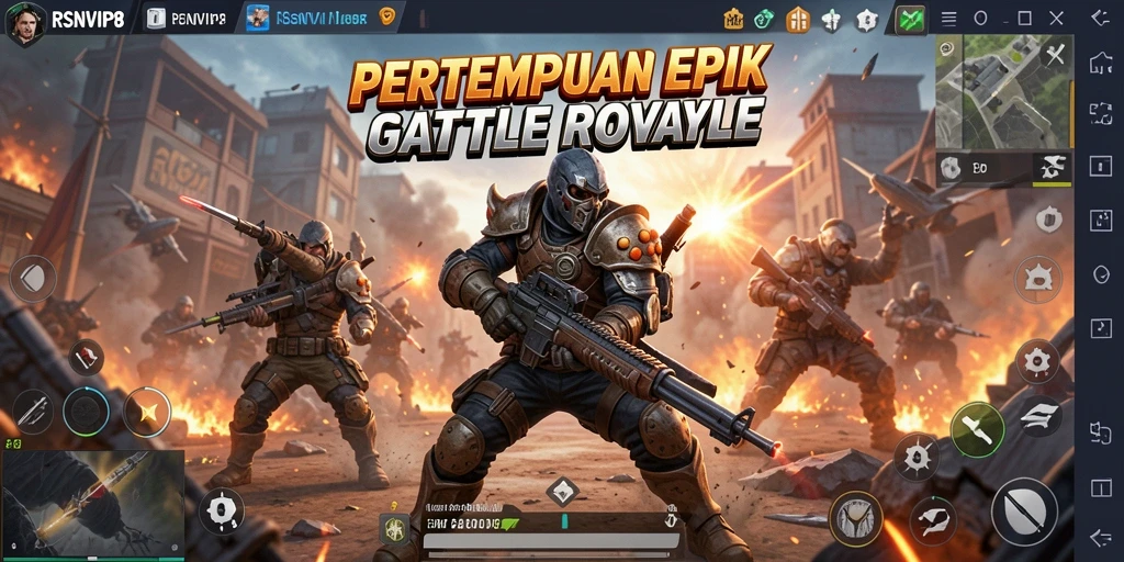 Gameplay RSNVIP8 yang intens dan menegangkan dalam pertempuran Battle Royale.