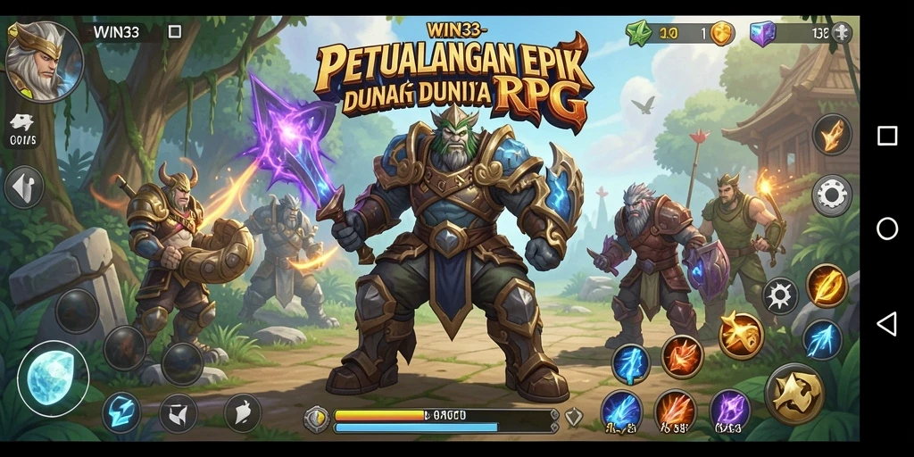 Screenshot menunjukkan aksi seru dalam gameplay RPG WIN33.